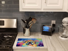 Load image into Gallery viewer, English Bulldog Hippie Dawg Glass Cutting Boards – Durable, Decorative Kitchen Art Large