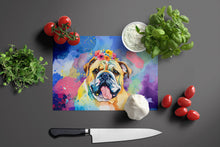 Load image into Gallery viewer, English Bulldog Hippie Dawg Glass Cutting Boards – Durable, Decorative Kitchen Art Large