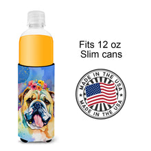 Load image into Gallery viewer, English Bulldog Hippie Dawg Slim Can Huggers – Fun, Functional Drink Coolers for Every Occasion