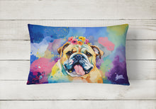 Load image into Gallery viewer, English Bulldog Hippie Dawg Fabric Decorative Pillow