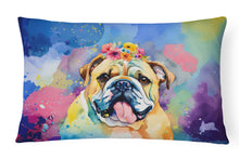 Load image into Gallery viewer, English Bulldog Hippie Dawg Fabric Decorative Pillow