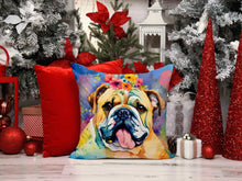 Load image into Gallery viewer, English Bulldog Hippie Dawg Throw Pillow - 14x14 Decorative Pillow – Art for Your Home &amp; Patio