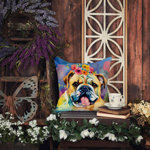 Load image into Gallery viewer, English Bulldog Hippie Dawg Throw Pillow - 14x14 Decorative Pillow – Art for Your Home &amp; Patio