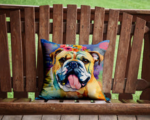 Load image into Gallery viewer, English Bulldog Hippie Dawg Throw Pillow - 14x14 Decorative Pillow – Art for Your Home &amp; Patio