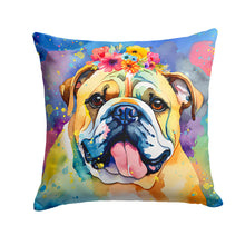 Load image into Gallery viewer, English Bulldog Hippie Dawg Fabric Decorative Pillow
