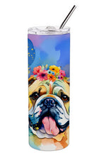 Load image into Gallery viewer, English Bulldog Hippie Dawg Stainless Steel Skinny Tumbler