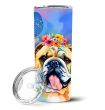 Load image into Gallery viewer, English Bulldog Hippie Dawg Stainless Steel Skinny Tumbler