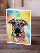 Load image into Gallery viewer, Bullmastiff Hippie Dawg Greeting Cards - Blank Note Cards – 8-Pack of Artist-Designed Cards with Envelopes
