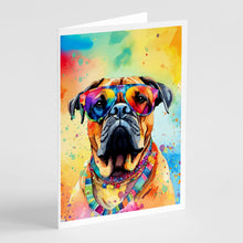 Load image into Gallery viewer, Bullmastiff Hippie Dawg Greeting Cards - Blank Note Cards – 8-Pack of Artist-Designed Cards with Envelopes