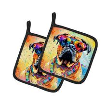 Load image into Gallery viewer, Bullmastiff Hippie Dawg Pot Holders - Set of 2 Decorative Kitchen Helpers | Made in the USA