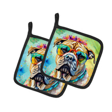 Load image into Gallery viewer, Bullmastiff Hippie Dawg Pot Holders - Set of 2 Decorative Kitchen Helpers | Made in the USA
