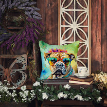 Load image into Gallery viewer, Bullmastiff Hippie Dawg Throw Pillow - 14x14 Decorative Pillow – Art for Your Home &amp; Patio