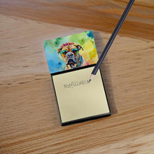 Load image into Gallery viewer, Bullmastiff Hippie Dawg Sticky Note Holder- Refiilable Desk Accessory Note Pad