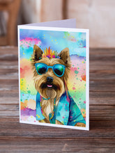 Load image into Gallery viewer, Cairn Terrier Hippie Dawg Greeting Cards - Blank Note Cards – 8-Pack of Artist-Designed Cards with Envelopes