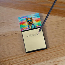 Load image into Gallery viewer, Cairn Terrier Hippie Dawg Sticky Note Holder- Refiilable Desk Accessory Note Pad