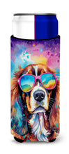 Load image into Gallery viewer, Cavalier Spaniel Hippie Dawg Slim Can Huggers – Fun, Functional Drink Coolers for Every Occasion
