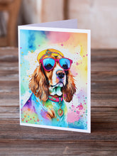 Load image into Gallery viewer, Cavalier Spaniel Hippie Dawg Greeting Cards - Blank Note Cards – 8-Pack of Artist-Designed Cards with Envelopes