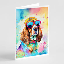 Load image into Gallery viewer, Cavalier Spaniel Hippie Dawg Greeting Cards - Blank Note Cards – 8-Pack of Artist-Designed Cards with Envelopes