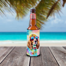 Load image into Gallery viewer, Cavalier Spaniel Hippie Dawg Slim Can Huggers – Fun, Functional Drink Coolers for Every Occasion
