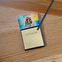 Load image into Gallery viewer, Cavalier Spaniel Hippie Dawg Sticky Note Holder- Refiilable Desk Accessory Note Pad