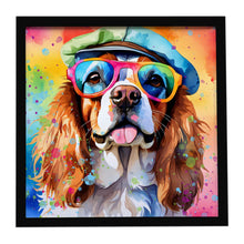 Load image into Gallery viewer, Cavalier Spaniel Hippie Dawg Framed Metal Print