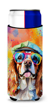Load image into Gallery viewer, Cavalier Spaniel Hippie Dawg Slim Can Huggers – Fun, Functional Drink Coolers for Every Occasion