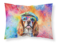 Load image into Gallery viewer, Cavalier Spaniel Hippie Dawg Standard Pillowcase – Artistic Decorative Front, White Back