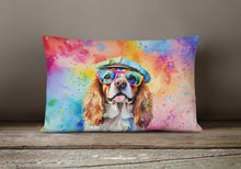 Load image into Gallery viewer, Cavalier Spaniel Hippie Dawg Fabric Decorative Pillow