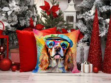 Load image into Gallery viewer, Cavalier Spaniel Hippie Dawg Fabric Decorative Pillow