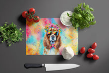 Load image into Gallery viewer, Cavalier Spaniel Hippie Dawg Glass Cutting Boards – Durable, Decorative Kitchen Art Large