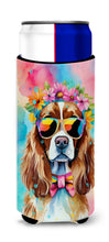 Load image into Gallery viewer, Cavalier Spaniel Hippie Dawg Slim Can Huggers – Fun, Functional Drink Coolers for Every Occasion