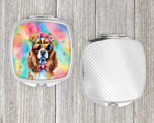 Load image into Gallery viewer, Cavalier Spaniel Hippie Dawg Compact Mirror – Stylish Purse Mirror with Artistic Covers