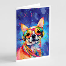 Load image into Gallery viewer, Chihuahua Hippie Dawg Greeting Cards - Blank Note Cards – 8-Pack of Artist-Designed Cards with Envelopes