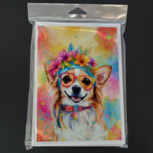 Load image into Gallery viewer, Chihuahua Hippie Dawg Greeting Cards - Blank Note Cards – 8-Pack of Artist-Designed Cards with Envelopes
