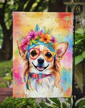 Load image into Gallery viewer, Chihuahua Hippie Dawg Garden Flag – Retro Dog with Sunglasses &amp; Multicolored Background