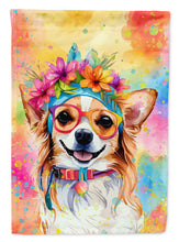 Load image into Gallery viewer, Chihuahua Hippie Dawg Garden Flag – Retro Dog with Sunglasses &amp; Multicolored Background