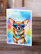 Load image into Gallery viewer, Chihuahua Hippie Dawg Greeting Cards - Blank Note Cards – 8-Pack of Artist-Designed Cards with Envelopes