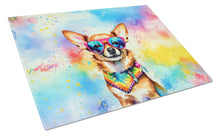 Load image into Gallery viewer, Chihuahua Hippie Dawg Glass Cutting Boards – Durable, Decorative Kitchen Art Large