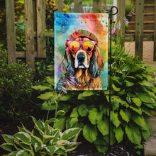 Load image into Gallery viewer, Cocker Spaniel Hippie Dawg Garden Flag – Retro Dog with Sunglasses &amp; Multicolored Background