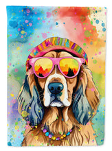 Load image into Gallery viewer, Cocker Spaniel Hippie Dawg Garden Flag – Retro Dog with Sunglasses &amp; Multicolored Background