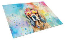 Load image into Gallery viewer, Cocker Spaniel Hippie Dawg Glass Cutting Boards – Durable, Decorative Kitchen Art Large