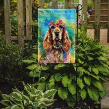 Load image into Gallery viewer, Cocker Spaniel Hippie Dawg Garden Flag – Retro Dog with Sunglasses &amp; Multicolored Background