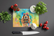 Load image into Gallery viewer, Cocker Spaniel Hippie Dawg Glass Cutting Boards – Durable, Decorative Kitchen Art Large