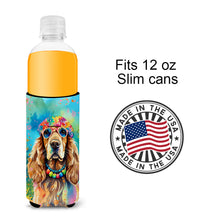 Load image into Gallery viewer, Cocker Spaniel Hippie Dawg Slim Can Huggers – Fun, Functional Drink Coolers for Every Occasion