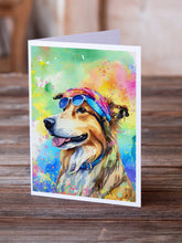 Load image into Gallery viewer, Collie Hippie Dawg Greeting Cards - Blank Note Cards – 8-Pack of Artist-Designed Cards with Envelopes