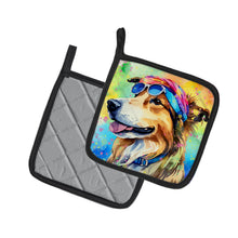 Load image into Gallery viewer, Collie Hippie Dawg Pot Holders - Set of 2 Decorative Kitchen Helpers | Made in the USA
