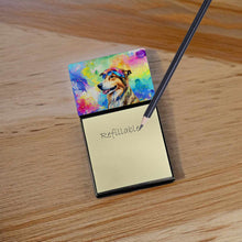 Load image into Gallery viewer, Collie Hippie Dawg Sticky Note Holder- Refiilable Desk Accessory Note Pad