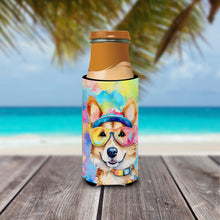 Load image into Gallery viewer, Corgi Hippie Dawg Slim Can Huggers – Fun, Functional Drink Coolers for Every Occasion