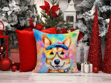 Load image into Gallery viewer, Corgi Hippie Dawg Throw Pillow - 14x14 Decorative Pillow – Art for Your Home &amp; Patio