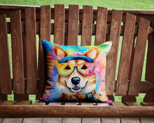 Load image into Gallery viewer, Corgi Hippie Dawg Throw Pillow - 14x14 Decorative Pillow – Art for Your Home &amp; Patio